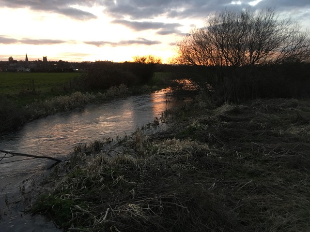 river frome in dorchester in winter