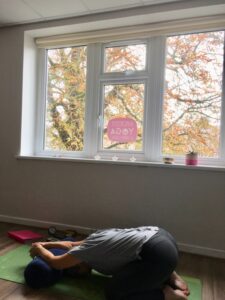 Child pose tree autumn